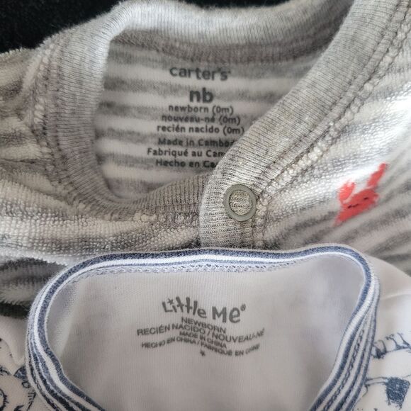 Boys size newborn 2 pair button up footie pajamas - Picture 2 of 2